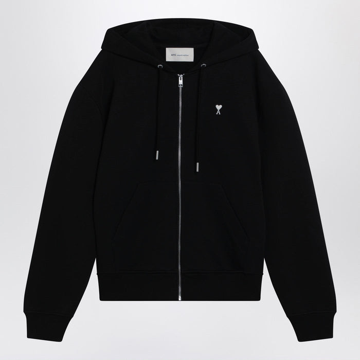 Ami Paris Ami De Coeur Black Zip-Up Sweatshirt