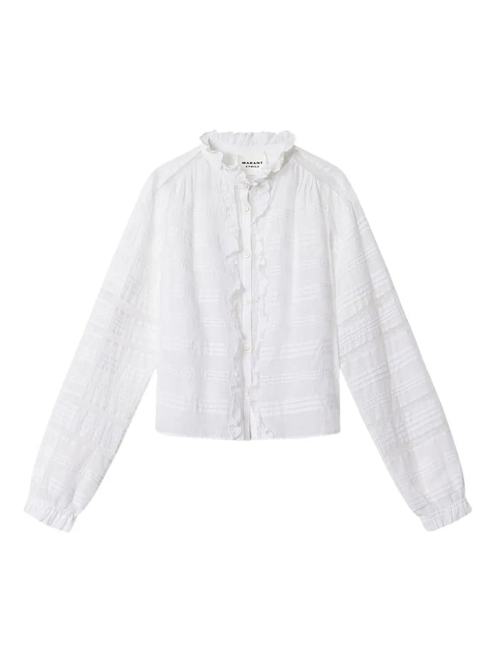 Isabel Marant Etoile White Peline Blouse Neck Ruffles