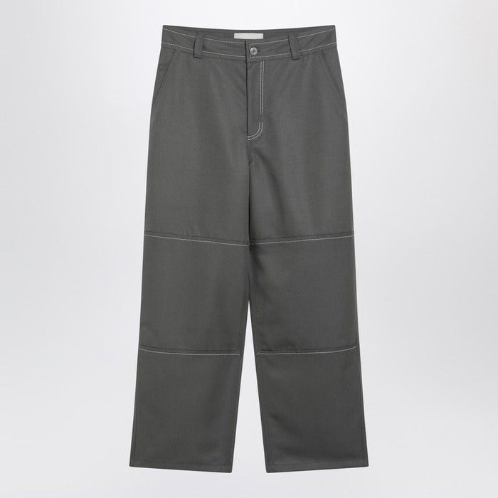 Ami Paris Grey Wool Canvas Workwear Trousers