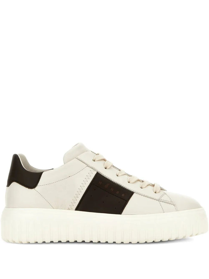 Hogan White Black Leather Sneakers