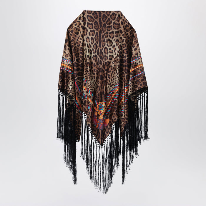Dolce&Gabbana Silk Shawl With Leopard Print And Fringes