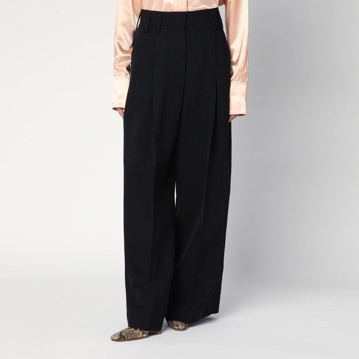 Jil Sander  Wide Black Pants In Silk Blend