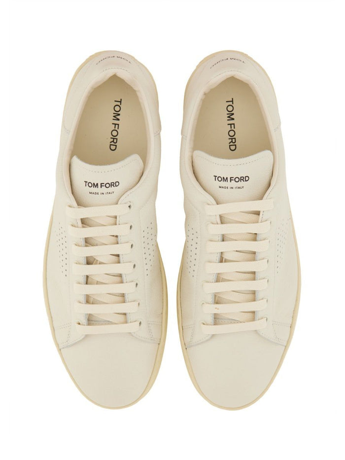 Tom Ford Beige Calf Leather Sneakers