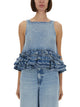 Ganni Blue Organic Cotton Tencel™ Tops
