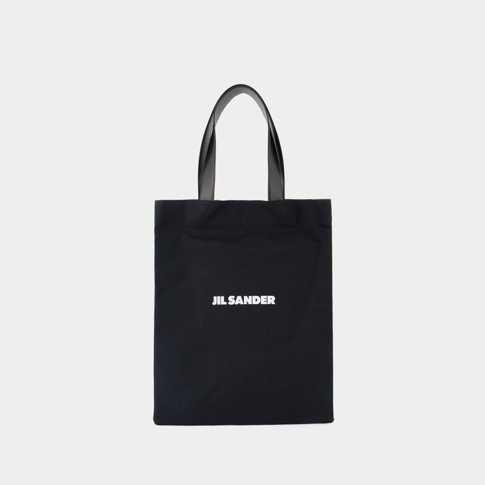 Jil Sander Black Canvas Medium Book Shopping Bag