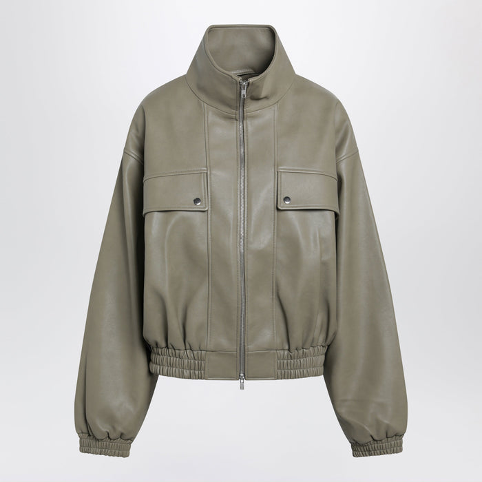 The Frankie Shop Nolita Faux Leather Bomber Jacket In Sage