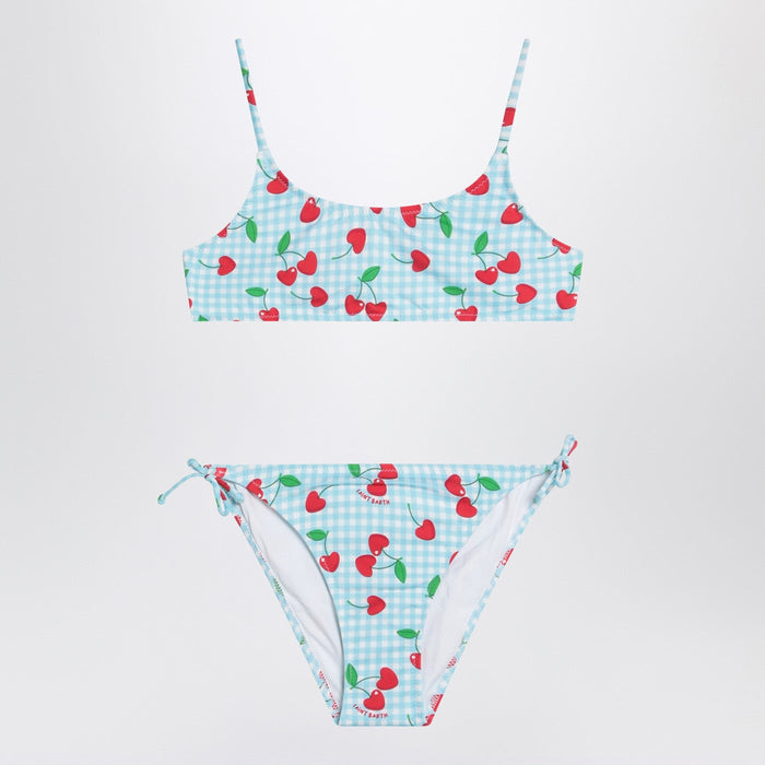 Mc2 Saint Barth Bralette Bikini With Vichy And Cherries Pattern