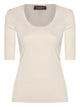 Fabiana Filippi Cream Scoop Neck Short Sleeve T-Shirt