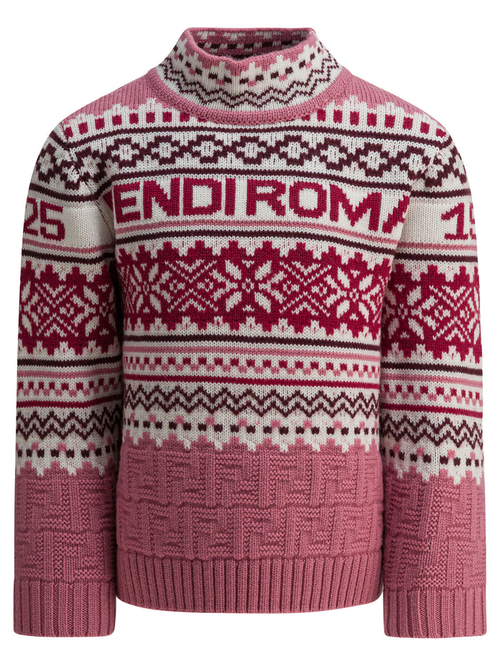 Fendi Kids Pink Virgin Wool Knitwear
