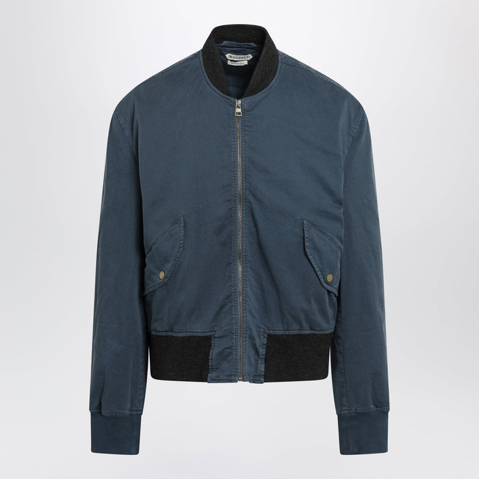 Jw Anderson Navy Blue Cotton Jacket With Vintage Finish