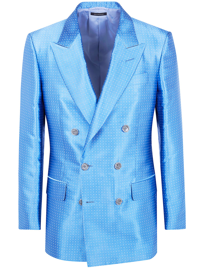 Tom Ford Duchesse Polka Dot Jacquard Double Breasted Jacket