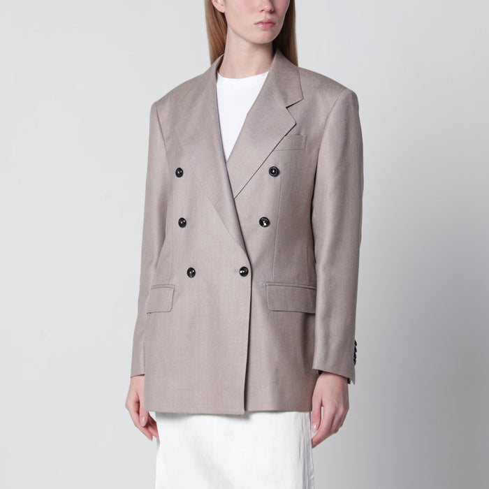 Tagliatore Doublebreasted Blazer In Grey Wool And Silk Blend