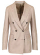 Tagliatore Beige Double-Breasted Notched Lapel Jacket