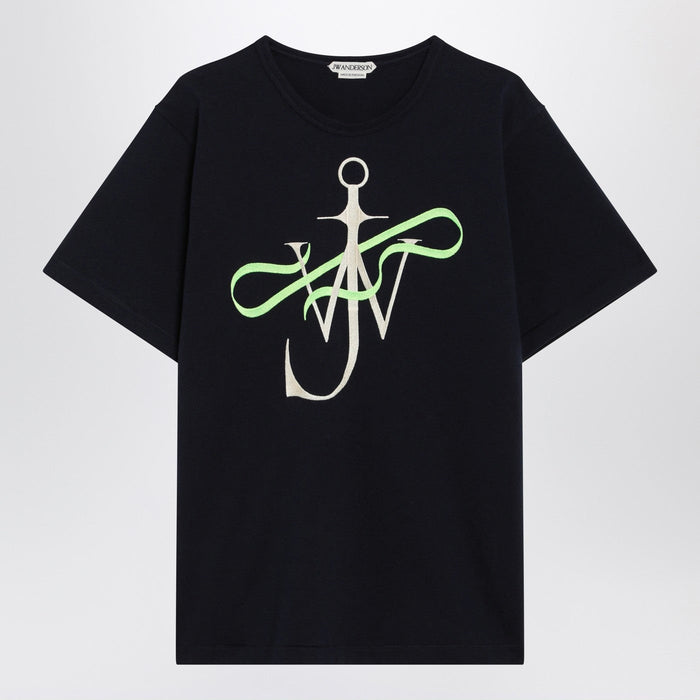 Jw Anderson Navy Blue T-Shirt With Logo Print