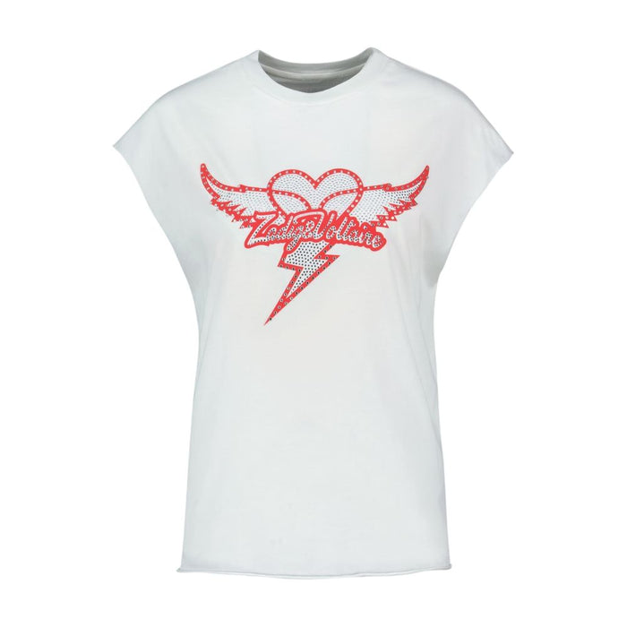 Zadig&Voltaire Sm White T-Shirt With Red Rhinestone Logo