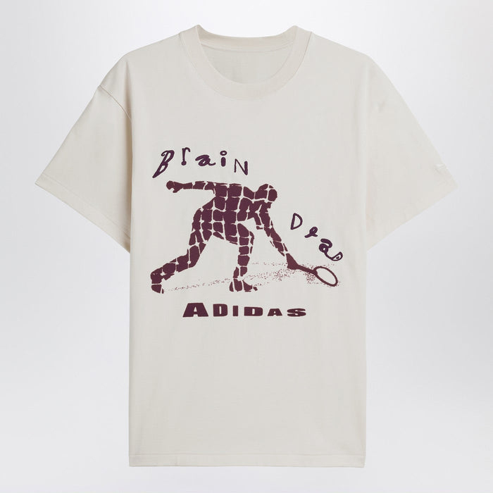 Adidas X Brain Dead Ivory Cotton T-Shirt With Logo