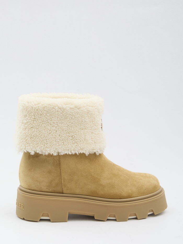 Moncler Aurea Ankle Boots In Suede Leather And Shearling