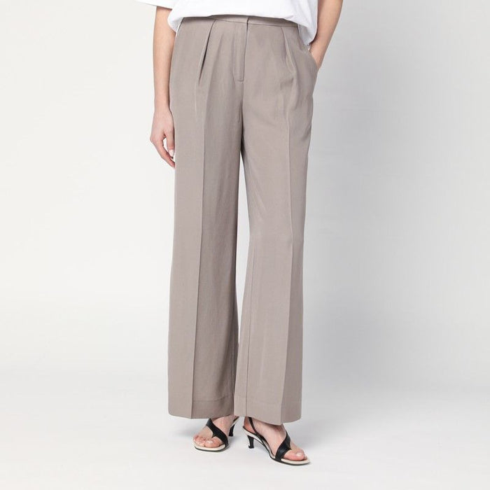 Calvin Klein  Ash Grey Trousers In Linen Blend