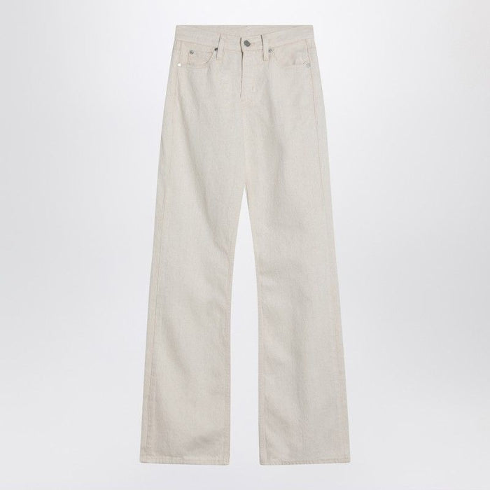 Calvin Klein  Relaxed Flared Beige Jeans In Linen Blend