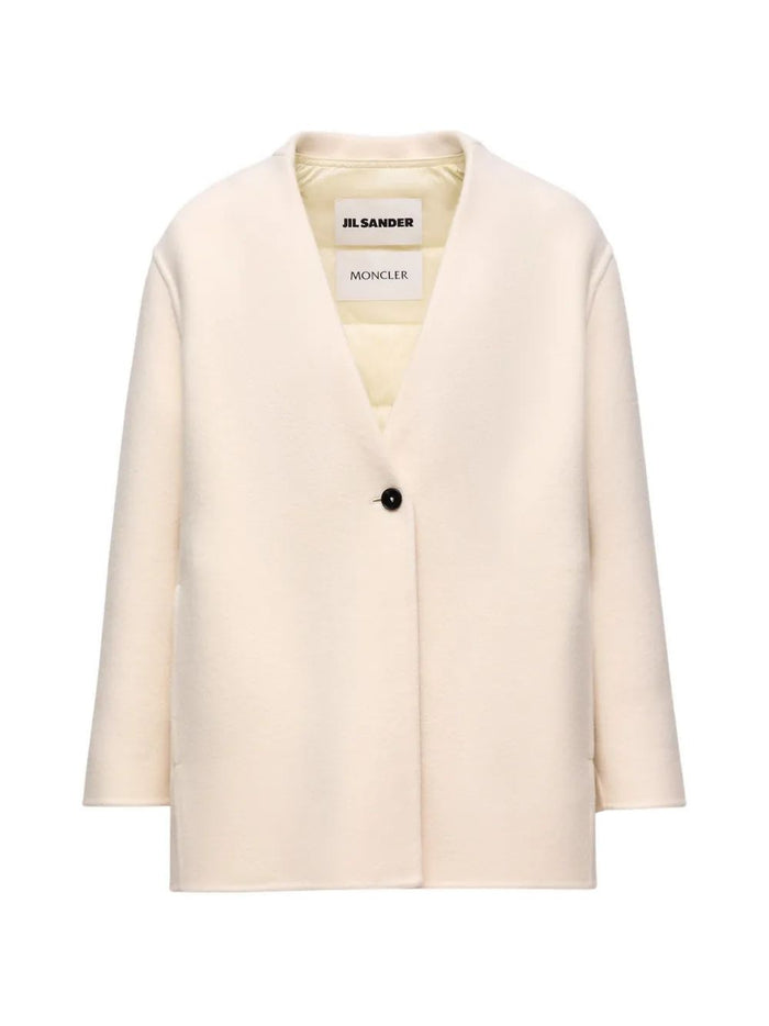Moncler Francium White Virgin Wool Viscose Blazer