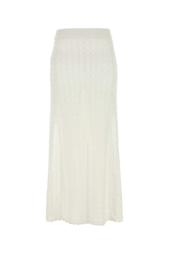 Ganni White Crochet Skirt