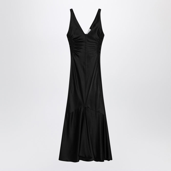 Sportmax Long Black Dress In Satin