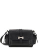 Hogan Hogan Small Flap Bag In Leather, Black Color, Versatile Shoulder Strap, Semi-Hidden Front Pocket And Side Pockets With Flaps And Straps.