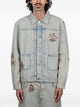 Drôle De Monsieur "Brodée Fleurs" Dusty Denim Jacket
