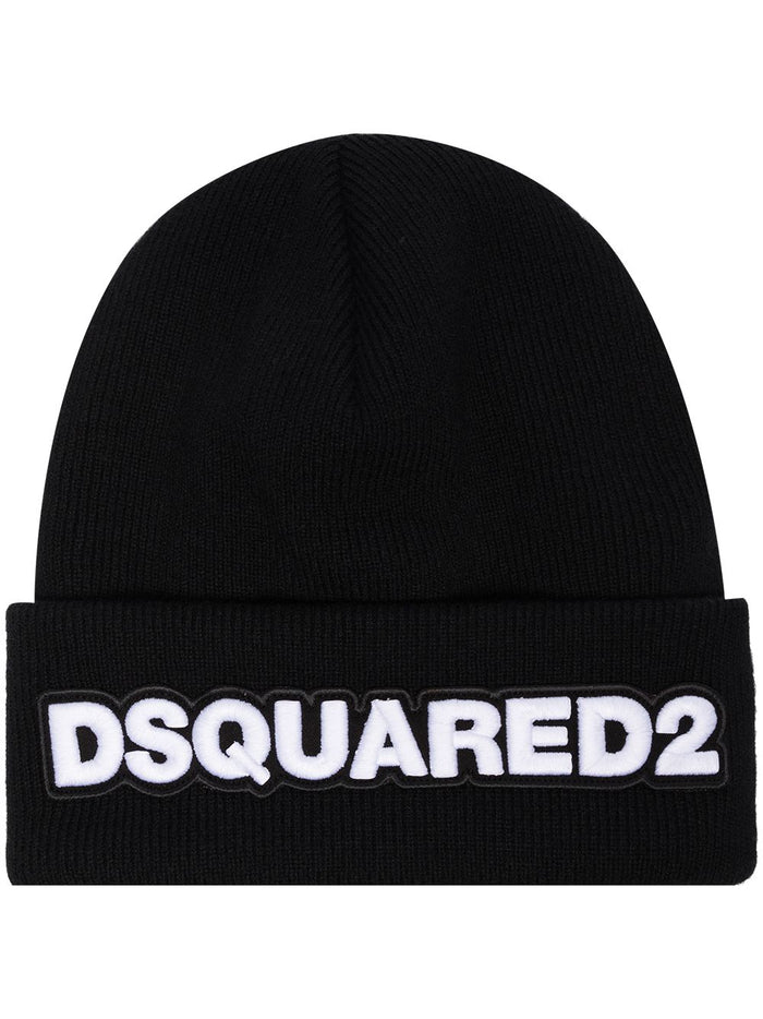 Dsquared2 Black Knit Cotton Hat