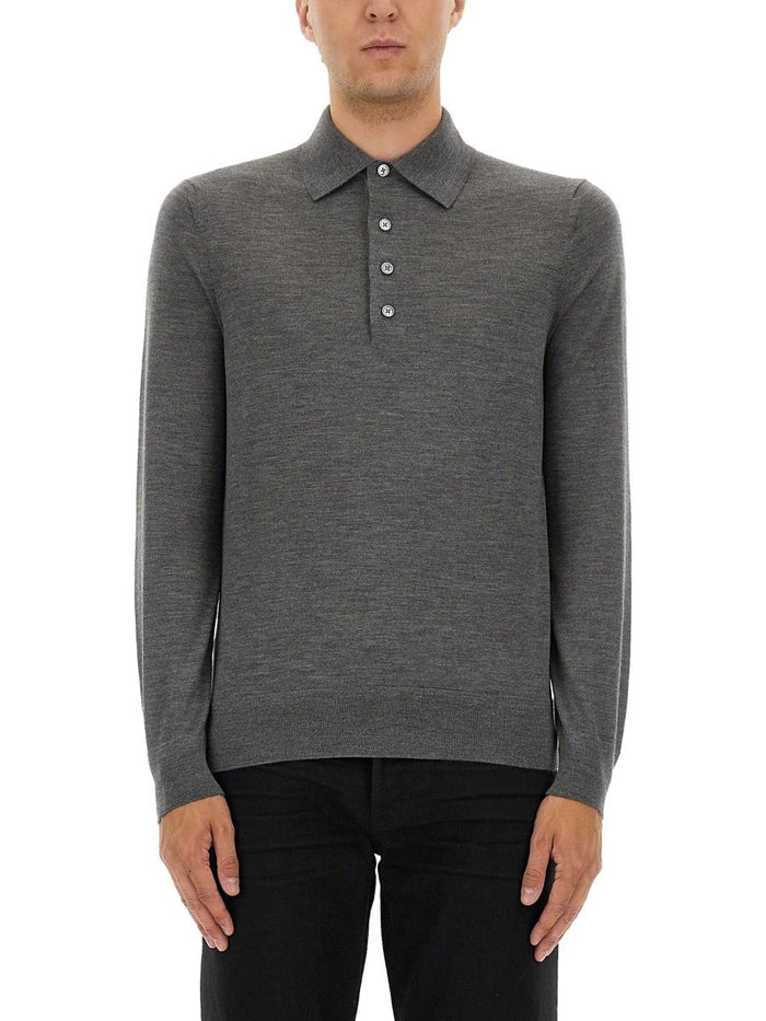 Tom Ford Grey Wool Polo Shirts
