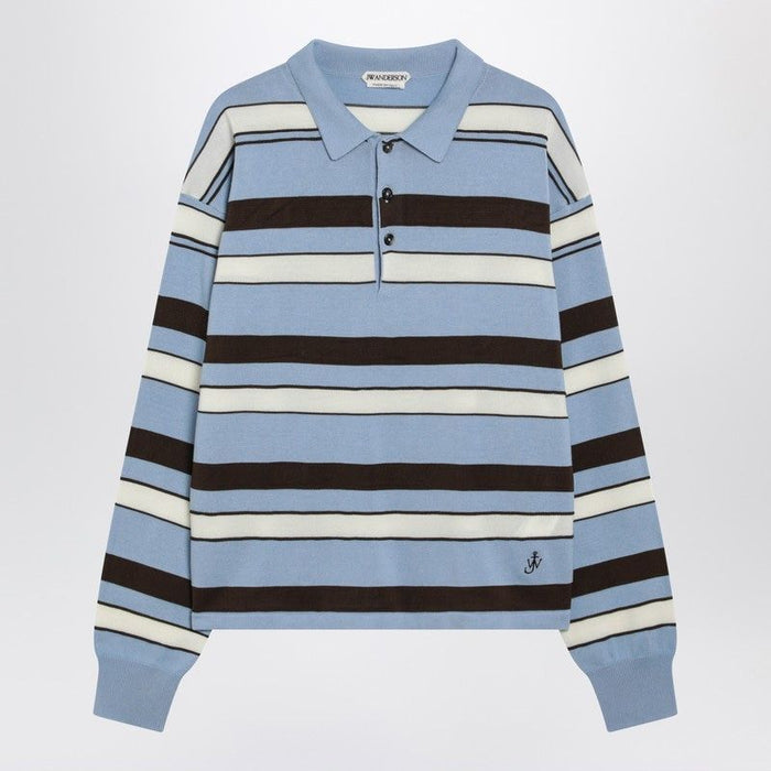 Jw Anderson Light Blue Striped Cottonblend Polo