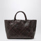 Manebí Bali Tote Bag In Woven Leather, Dark Brown
