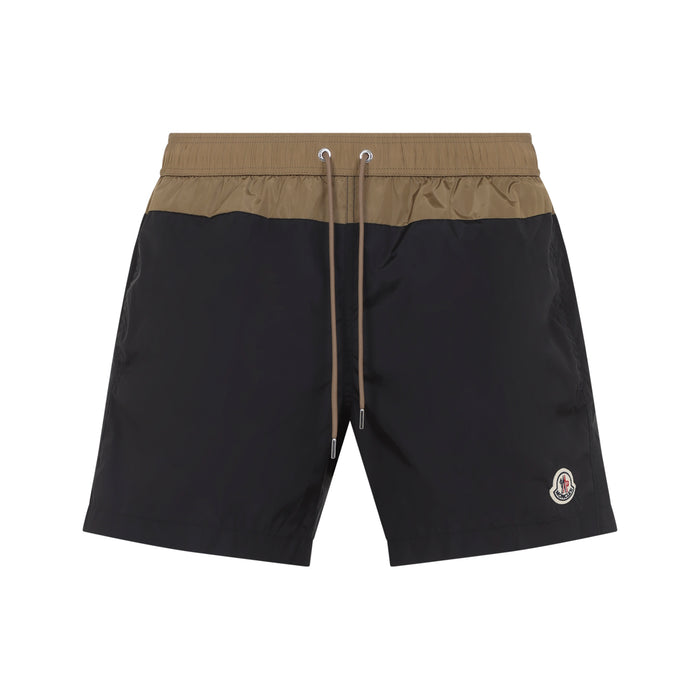 Moncler Black Polyamide Swim Shorts