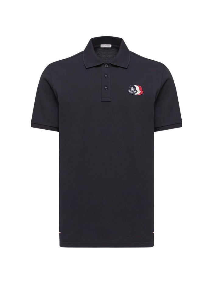 Moncler Blue Cotton Short Polo