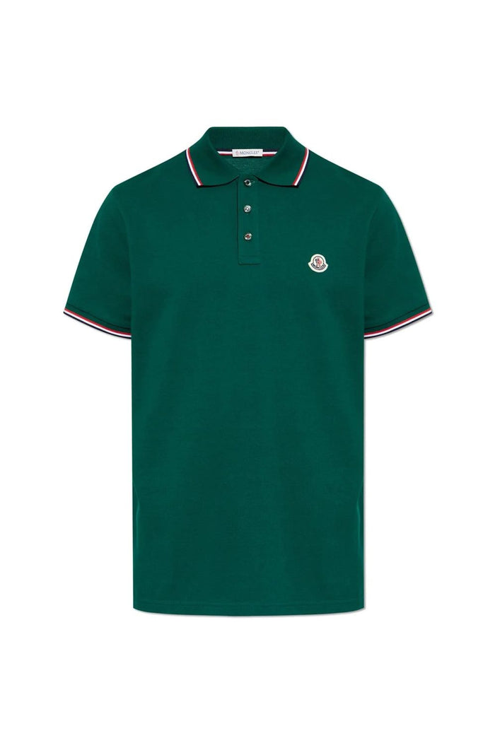 Moncler Forest Green Cotton Ss Polo