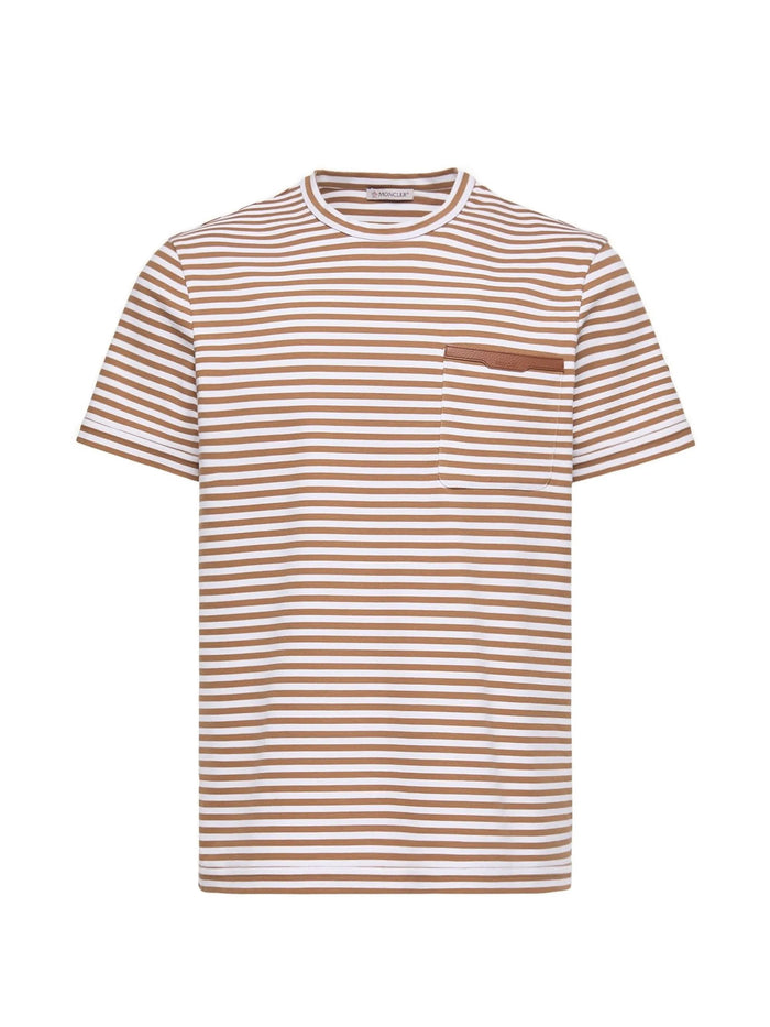 Moncler Grey Leather Cotton Elastane T-Shirt