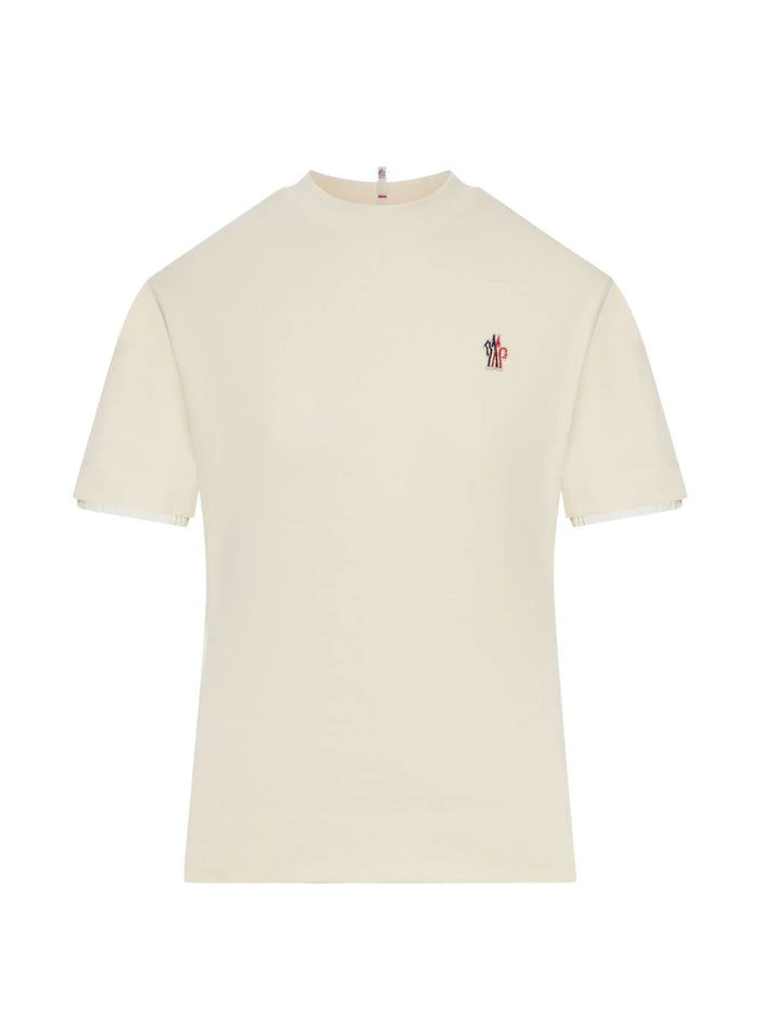 Moncler Grenoble Natural Mc T-Shirt With Logo Patch
