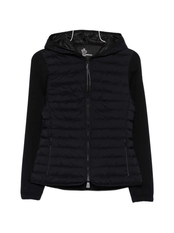 Moncler Grenoble Black Quilted Hooded Zip Sweater