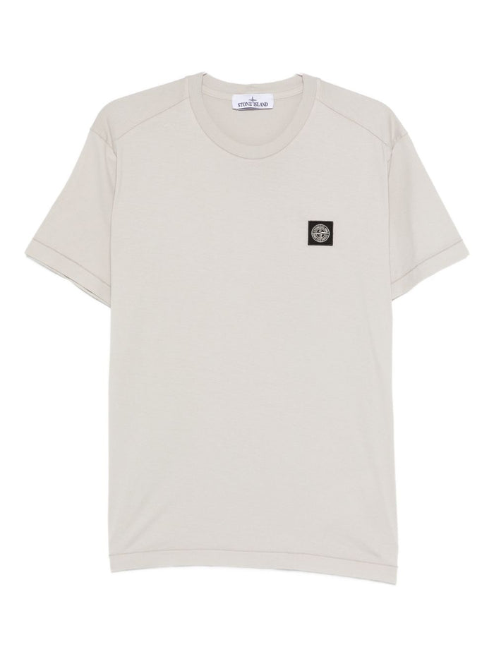 Stone Island Grey Logo Patch Cotton T-Shirt
