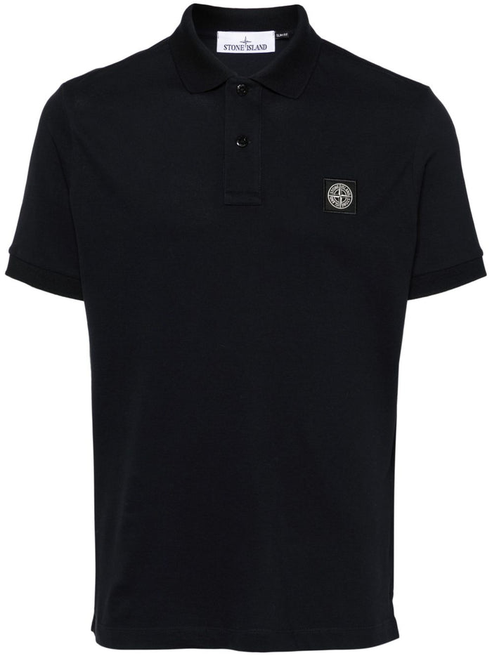 Stone Island Blue Compass Motif Polo Sweater