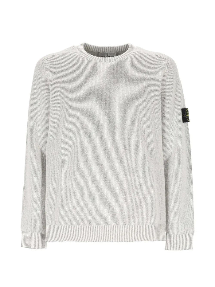 Stone Island Crew Neck Pearl Gre Cotton Polyamide Sweater
