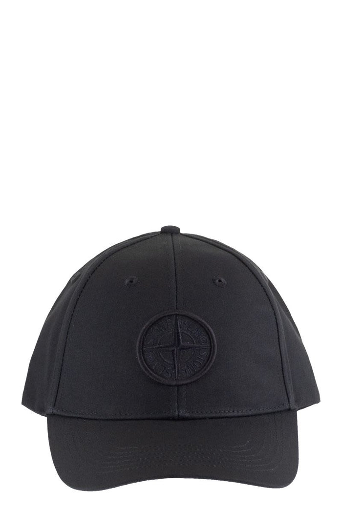 Stone Island Blue Compass Motif Cotton Hat