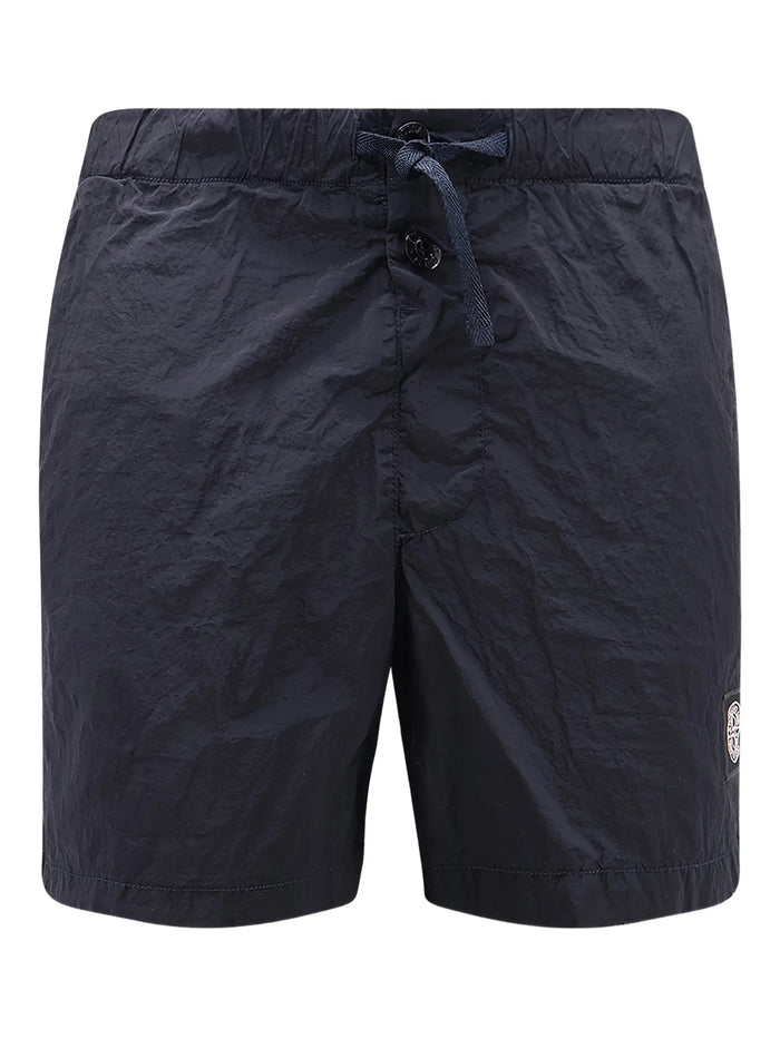 Stone Island Military Green Drawstring Nylon Shorts