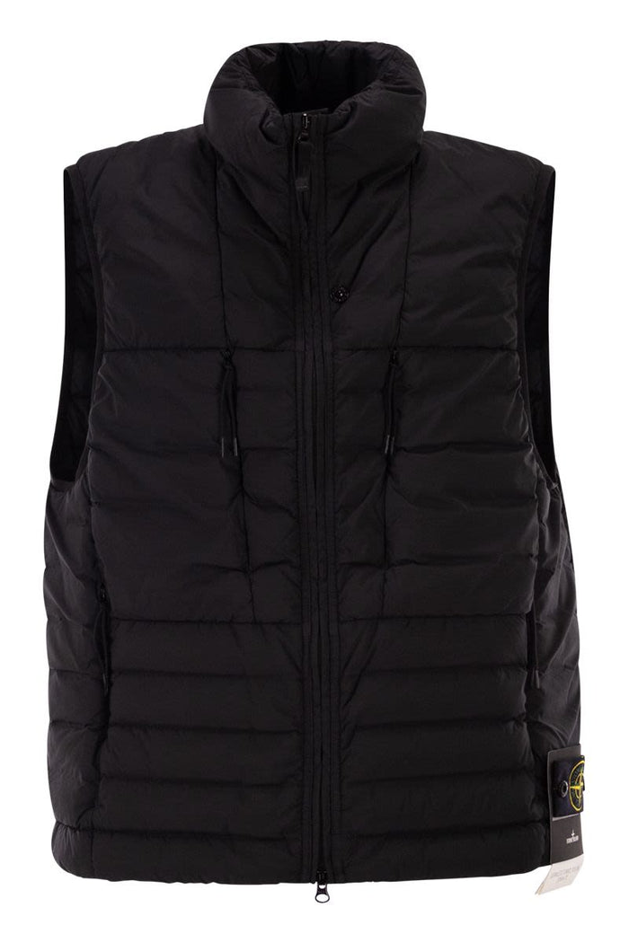 Stone Island Blue Quilted Sleeveless Logo Jacket