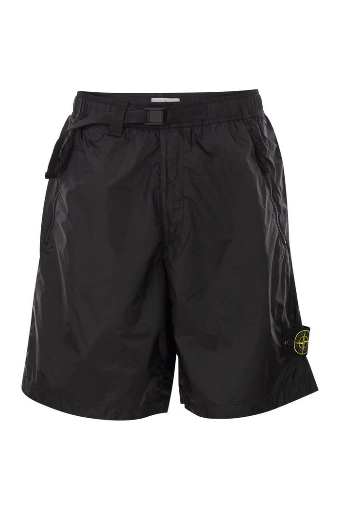 Stone Island Technical Fabric Bermuda Shorts With Adjustable Belt