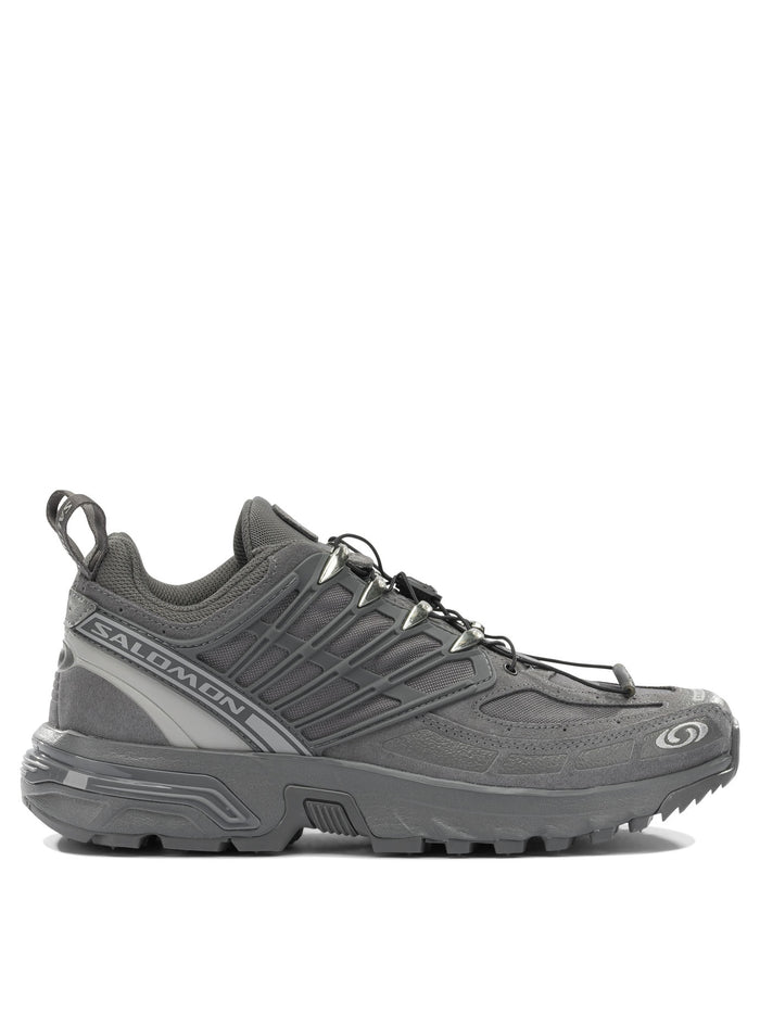 Salomon Grey Fabric Rubber Sneakers