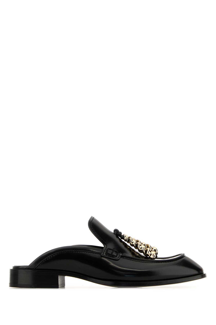 Loewe Black Leather Edge Slippers