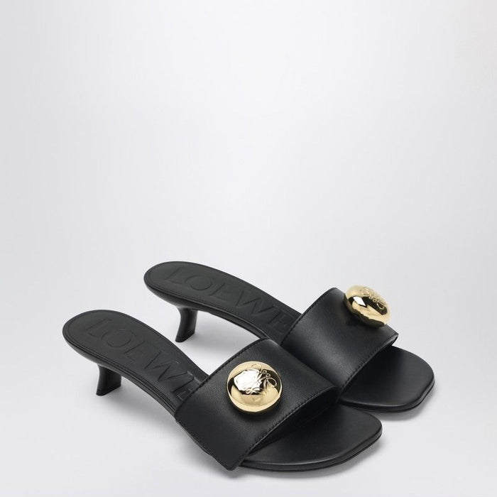 Loewe Pebble Slides In Soft Black Calf Leather