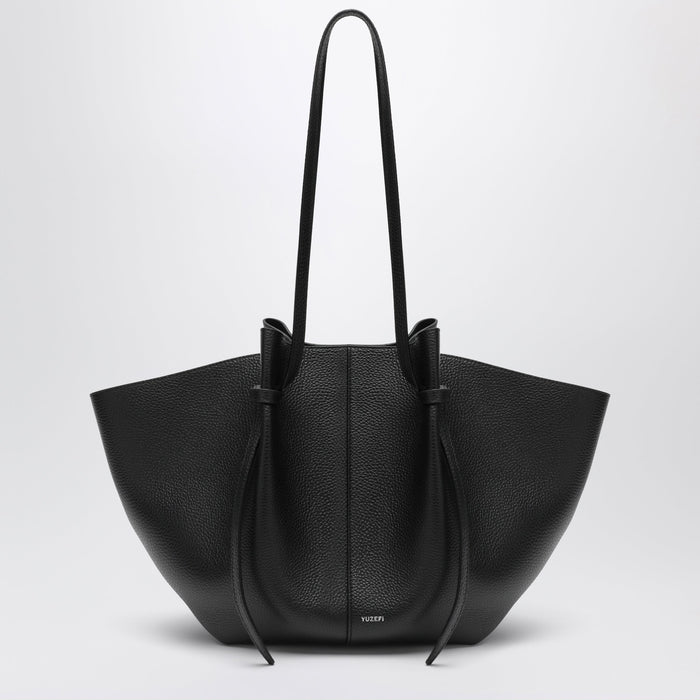 Yuzefi Large Mochi Bag In Black Pebble-Grained Leather