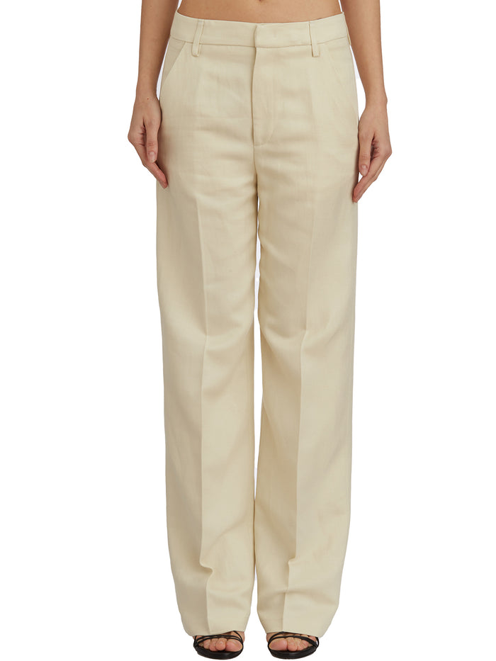 Dondup Reina Trousers In Viscose And Linen